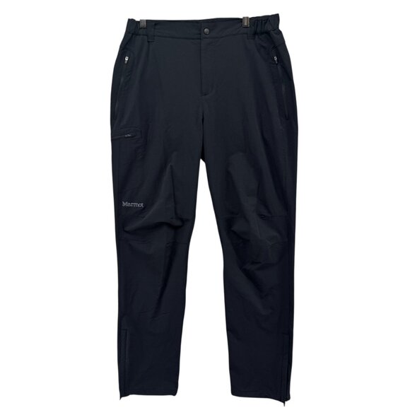 Marmot Outdoor Pants Mens Black Nylon Stretch Ankle Zip Pockets Lined Size L - Picture 1 of 12